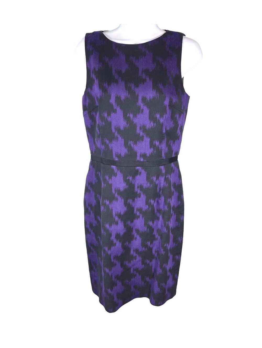 Michael Kors Collection Italian Silk Blend Purple Black Houndstooth Dress Size 4